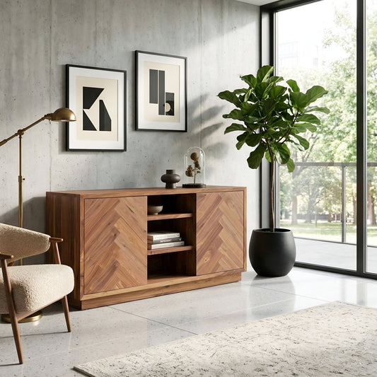Russo 60' Modern Walnut Sideboard