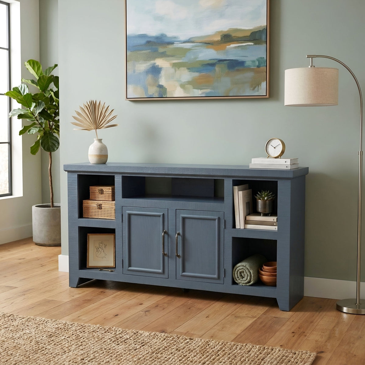 Bowen 60' TV-Konsole, Schiefergrau Blau