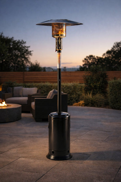 Solara Stand Patio Heater, Hammered Schwarz