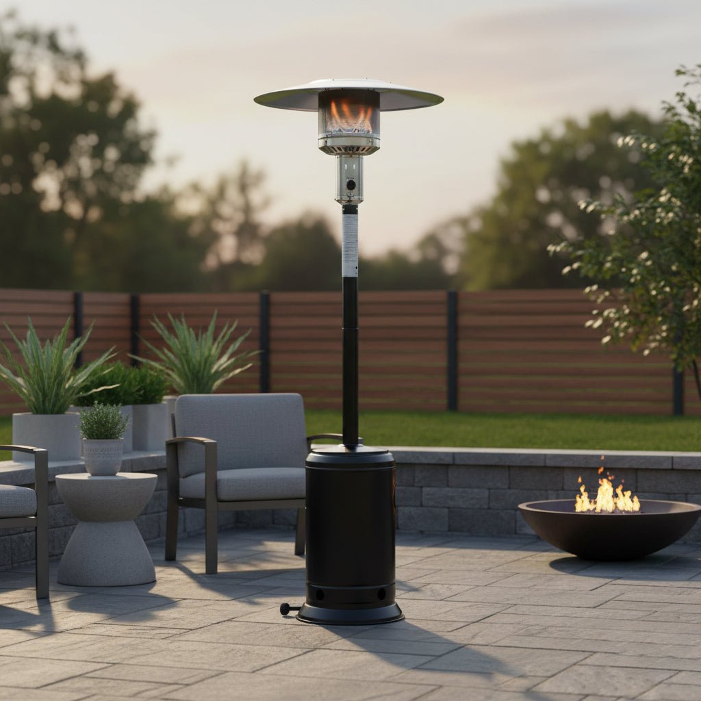 Solara Stand Patio Heater, Hammered Schwarz