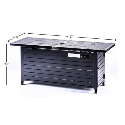 Vista Rechteckiger Feuerstellentisch, Hammered Schwarz